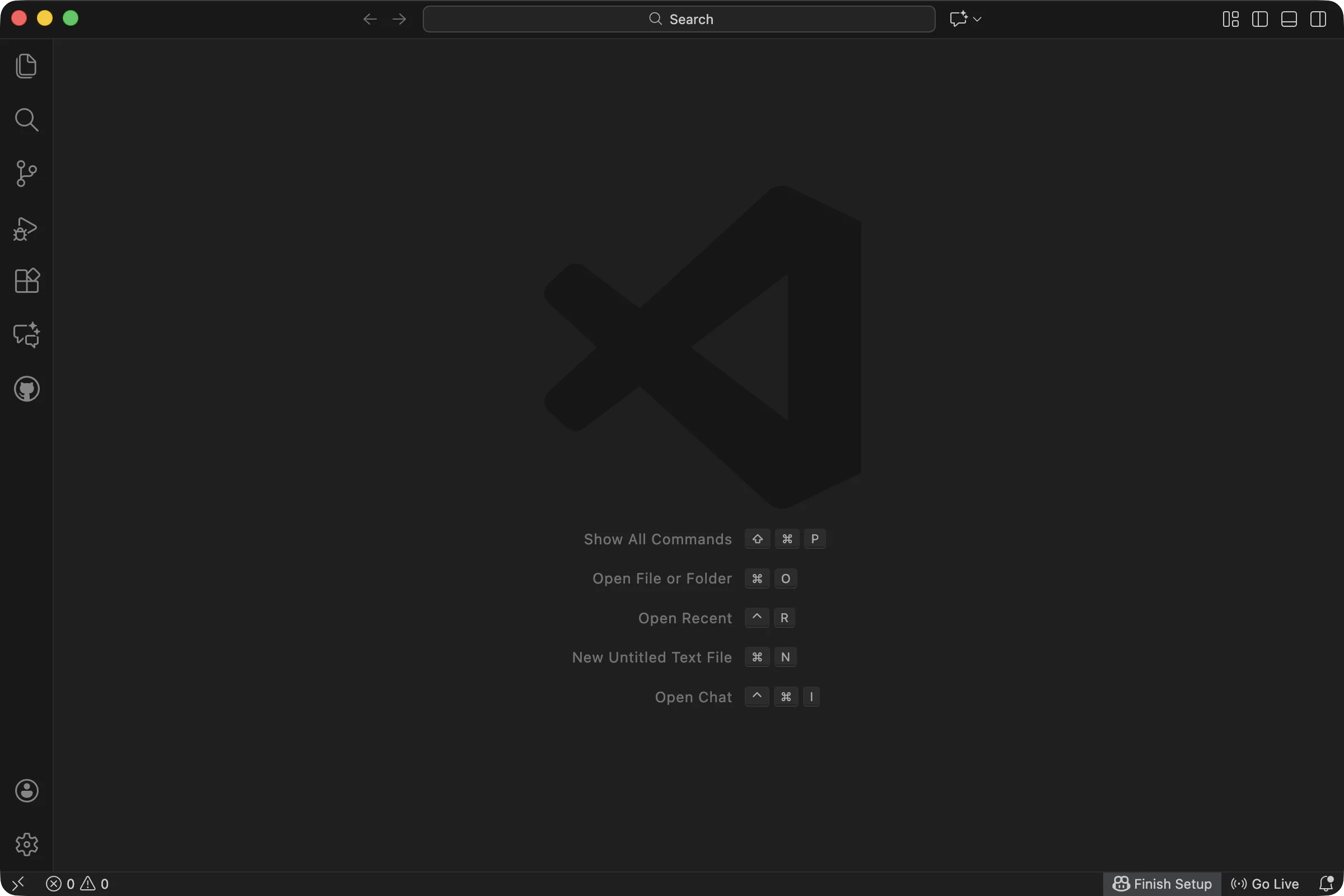 VS Code welcome screen